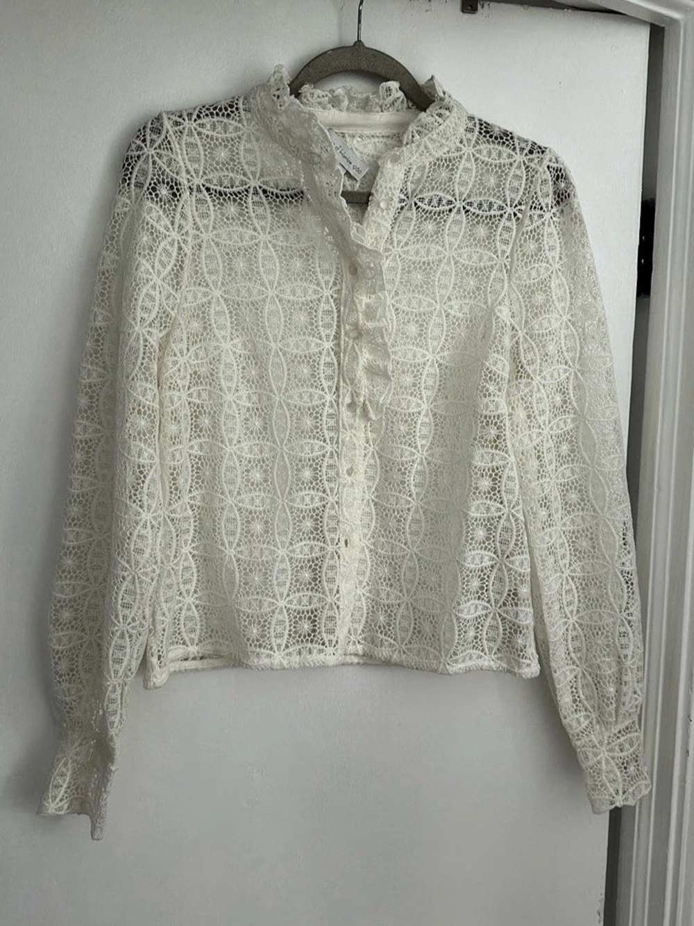 NWOT House of Harlow 1960 White Lace Blouse Size Small